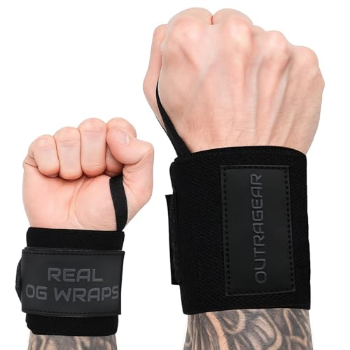 18" OG-Grade Wrist Wraps for Weightlifting – Heavy Duty Wrist Support with Thumb Loop & Lockdown Strap – Wrist Straps for Powerlifting, Bench Press & Gym Training - style: Stealth Black
