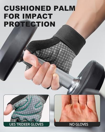 Trideer Weight Lifting Gloves for Women Men with Wrist Support, Workout Gloves Women Full Palm Protection for Gym Training, Fitness, Weightlifting & Pull Ups - color: Black, size: Large
