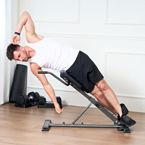 SogesPower Roman Chair Back Extension Machine, Hyperextension Bench for Hamstring,Adjustable and Foldable Exercise Equipment for Home Gym