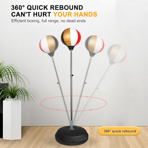 Fitness Reflex Bag, Speed Ball Stand Punching Bag with Gloves, Boxing Bag for Adults and Teens, 59IN Great MMA Training - color: Gold White Red Blacl