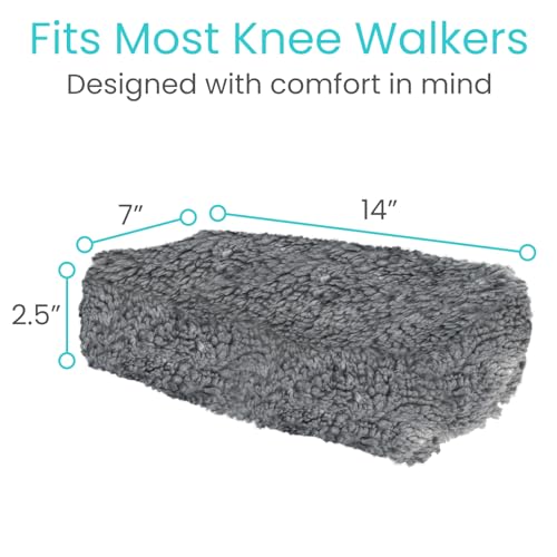 Vive Mobility Knee Scooter Pad Cover - Soft Plush Adult Sheepskin Memory Foam Cushion, Walker Accessory for Knee Roller, Padded Leg Cart Improves Comfort with Injury, Universal Fit (Gray) - color: Gray