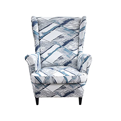 NILUOH Wingback Chair Slipcover 2-Piece Stretch Wingback Chair Sofa Slipcover Armchair Cover Printed Furniture Protector Couch Soft with Elastic Bottom for Living Room, 09 - color: 9