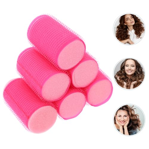 Uonlytech 8Pcs Hair Sponge Curlers Hair Rollers Set Self Grip Foam Hair Rollers Hairdressing Tools for Women Girls Long Hair, Rose Red