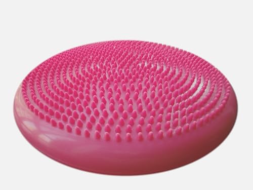 AppleRound Inflated Wobble Cushion with Hand Pump, Air Stability Board (Extra Thick), Core Balance Disc for Adults, Sensory Wiggle Seat for Kids, Flexible Seating for All Age, 13.5in / 34cm Diameter - color: Pink