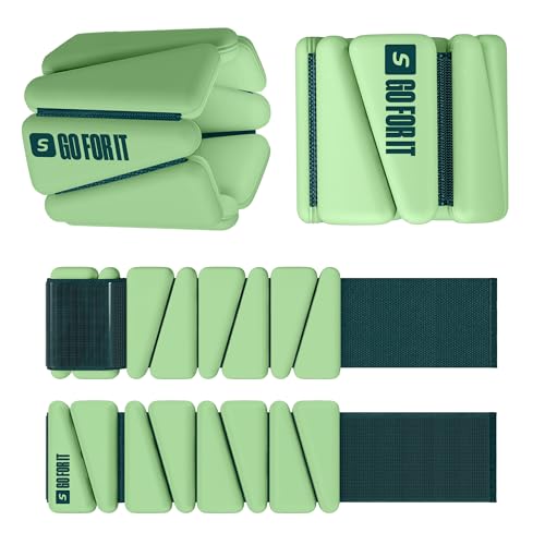 SPORTBIT Wrist and Ankle Weights for Women - Set of 2 (1lb Each) Wearable Ankle & Wrist Weights - Leg & Arm Bands, Silicone Weighted Bracelets for Workout, Walking, Running, Yoga, Pilates - color: Single Green