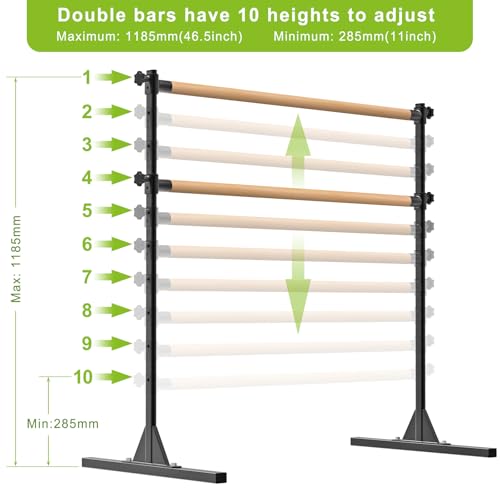 SELEWARE Height Adjustable Ballet Barre Freestanding Ballet Bar Heavy Duty Dance Bar Support Barre Movements Body Stretch Pull-ups, Sturdy Construction Never Fall Apart, Anti-Slip - color: 4 FT (Wood Crossbar, Black)