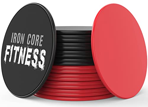Core Sliders for Working Out 20 Disc (10 Set) Pack, Dual Sided Exercise Gliding Discs for Use on All Surfaces, Ultimate Core Trainer, Perfect for Group Training Classes, Gym & Home Total Body Workout - color: 5 Red sets & 5 Black sets