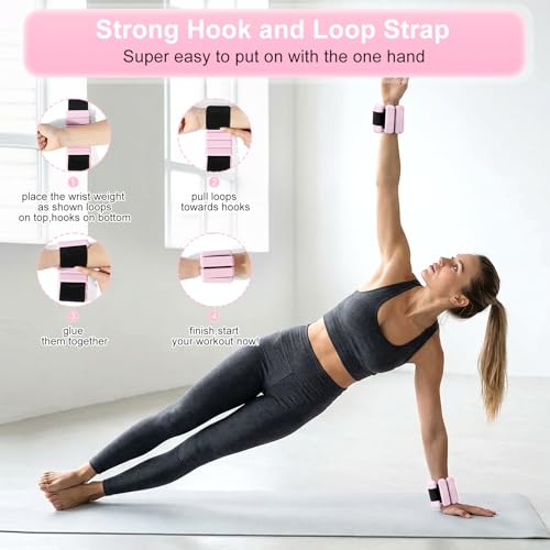 Wrist Ankle Weights for Women, Adjustable Silicone Wrist & Ankle Weights, Wearable Pilates Weighted Bracelet for Strength Training Walking Yoga Physical Therapy Home Workouts - color: Pink