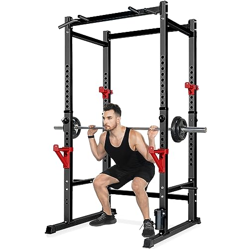 Bongkim Power Rack, Rack Cage for Weight Training, Adjustable Squat Stand Rack for Home Gym Equipment, Lifting Cage with 660lb Capacity - color: Black