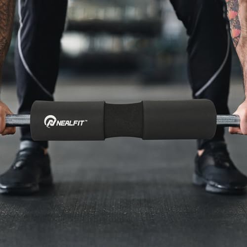 NEALFIT Barbell Squat Pad with Thick Nylon Padding, Hip Thrust Pad for Squats, Lunges, Neck Shoulder Squat Pad for Olympic or Standard Bars - color: Black