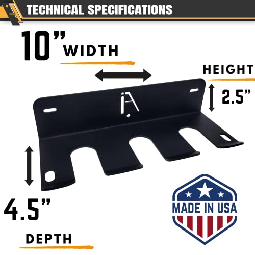 IRON AMERICAN Omega MINI Gym Storage Rack - Heavy-Duty Gym Wall Organizer Gym Hanger Gym Accessory Storage - Resistance Bands, Jump Ropes, Barbells (OMEGA MINI RACK 10 INCH / 4 PRONG) - style: OMEGA MINI RACK (10 INCH / 4 PRONG)