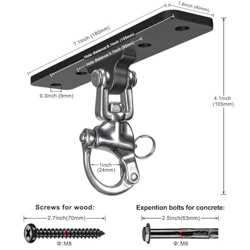 Dolibest Heavy Bag Hangers Brackets, Punching Bag Hangers, Heavy Bag Ceiling Mount for Body Weight Strength Training Systems, Aerial Yoga Swing & Hammock, Resistance Band - color: 4 Holes Punching Bag Hanger