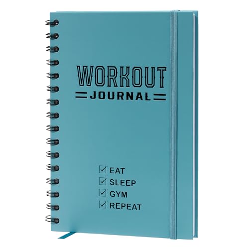 Hardcover Fitness Journal Workout Planner for Men & Women - A5 Sturdy Workout Log Book to Track Gym & Home Workouts - Turquoise - color: Turquoise, style: Fitness