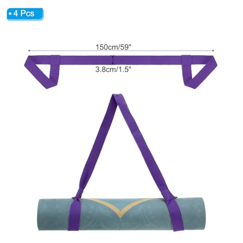 PATIKIL Yoga Mat Strap, Adjustable Yoga Mat Carrier Straps Sling Cotton Anti Slip Mat Holder Stretching Band - color: Dark Purple