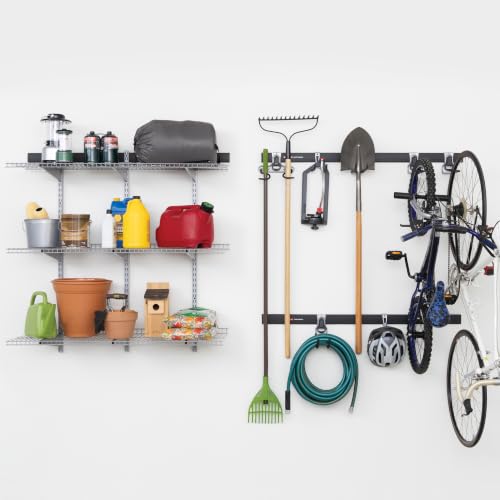 Rubbermaid 25-Piece Fasttrack Garage Storage System Kit for Garage Organization - size: 3 Rails, 7 Hooks, 3 Shelves