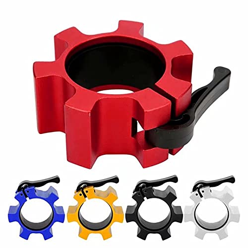 Metal Olympic Barbell Clamps 2inch Heavy Duty Exercise Collars,Weight Clips for 2" Barbell,Quick Release Weight Clamps for Weightlifting, Olympic Lifts Strength Fitness Training 1 Pair - color: Red