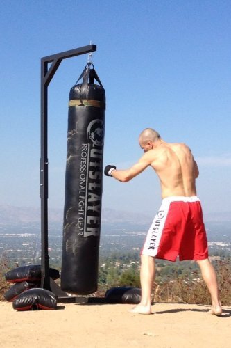 Outslayer Heavy Duty Punching Bag Stand - 7.8ft / 6.8ft Heavy Bags up to 350lbs - Made in USA - Filled or Unfilled Sandbags - Easy Assembly - size: 7'8 Ft Heavy Duty Stand, style: With Unfilled Sand Bags