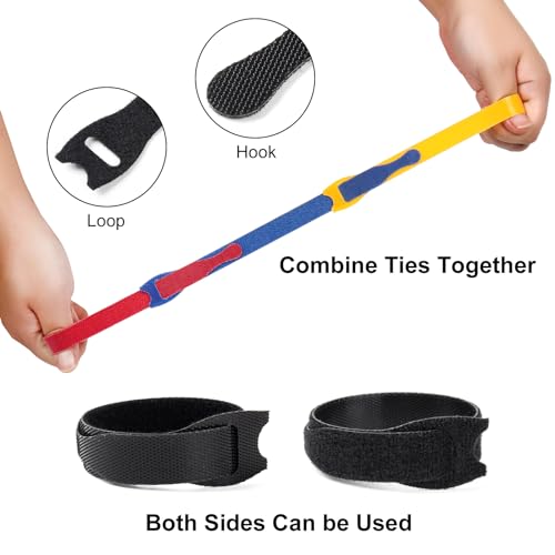 OneLeaf 180PCS Valuable Wire Organizer 4Inch Reusable Cable Ties with Hook and Loop, Colorful Fastening Cord Ties Wire Management for Home, Office, Data Centers, and Electronics, 5 colors - size: 4in-180pcs