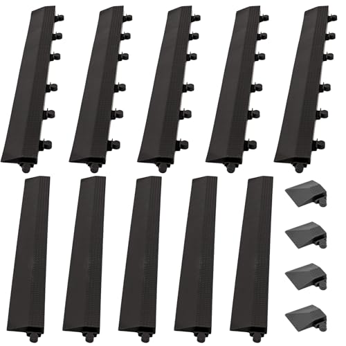 Baselayer Interlocking Floor Tile Trim Pieces - Beveled Edges and Corners - Durable ½ in TPE (Rubber Like, NOT Foam, no Odor) - 10 Edges and 4 Corners - Made in USA