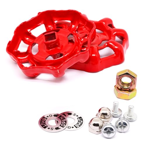4 Pack Outdoor Faucet Handle, Faucet Handle Replacement, Cast Iron Faucets Round Wheel Handles, Replacement Water Spigot Handles with Screws Spacer 9/32 Inch x 9/32 Inch (7mm x 7mm) - color: Red, size: 7mm x 7mm (4pcs)