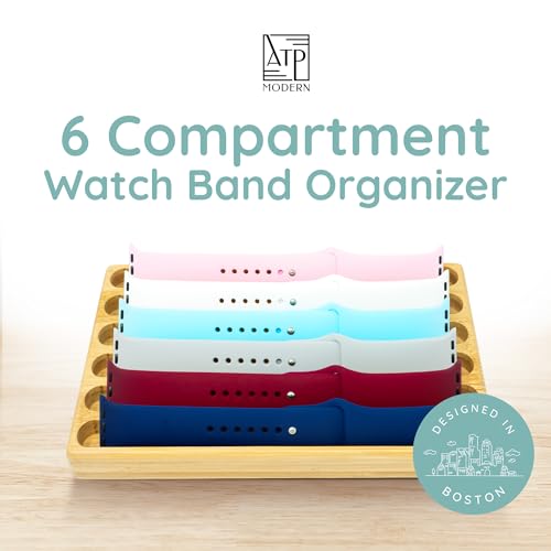 Wooden Watch Band Organizer - Works with All Apple Watch Bands - Watch Band Holder - Wooden Watch Stand Display - Compatible with All Apple iWatch Bands - Solid Wood Design - color: Bamboo