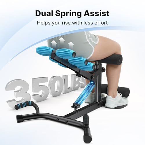 MERACH Deep Squat Machine for Women, Adjustable Glutes Trainer Machine, Core & Leg Exercise, Push Up Board Workout Equipment at Home Gym - color: Black&Blue, size: X-Large