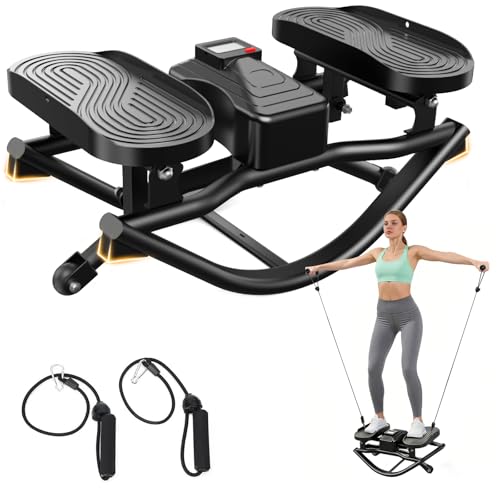 HXD-ERGO Rock Stepper with Elastic Resistance Bands, Side-to-Side Lateral Rocking Motion, Digital Display & High-Capacity Design for Home Leg GluteWorkout