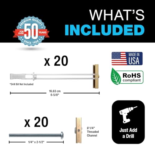 TOGGLER SNAPTOGGLE Drywall Anchor with Included Bolts for 1/4-20 Fastener Size; Holds up to 265 pounds Each in 1/2-in Drywall by TOGGLER (20 Pack) - size: 20 w/ Round Head Bolts