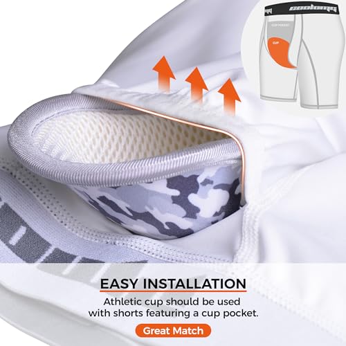COOLOMG Men Adult Baseball Sliding Shorts with Foam Athletic Cup Padded Compression Short for Softball Football Hockey - color: White_r2, size: X-Large