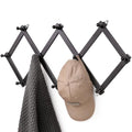 SCUNDA Wall Rack with 10 Hooks, Wooden Wall Expandable Coat Rack for Coat, Hats, Baseball Caps, Coffee Mug, Jewelry(Black) - color: Black, size: 10 Hooks