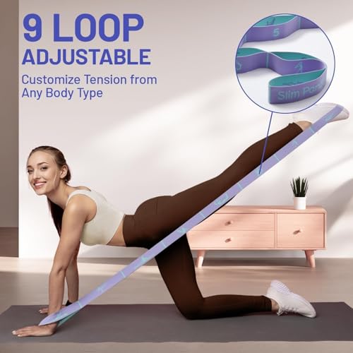 Slim Panda Stretch Strap, Multi-Loop for Physical Therapy,Elastic Yoga Stretching Strap for Dance,Yoga, Pilates & Gymnastics Exercise, Ballet Stretching Band for Flexibility, Leg Stretching - color: Purple