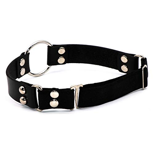 Adjustable Elastice 2 Rows Leather Leg Harness Garter Belt Punk Gothic Thigh Ring Garter - color: Black Ring & Black Band
