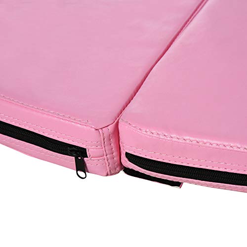 Soozier Pole Dance Mat, 2"T x 5'W Folding Pole Crash Mat for Home, Lightweight and Foldable - color: Pink