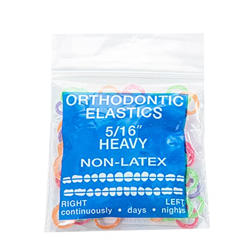 JMU Orthodontic Elastics 5/16 Heavy, 100 Pack Dental Rubber Bands | Orthodontic Rubber Bands for Braces, Intraoral Elastic Bands, Latex Free, 6.5 oz, Neon, Made in USA - size: 5/16 Heavy