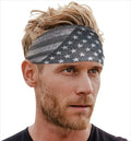 Tough Headwear Mens Headband | Sweat Headbands for Men Women Working Out Running Sports – Athletic Sweat Band Exercise - color: (1 pack) USA Flag Gray