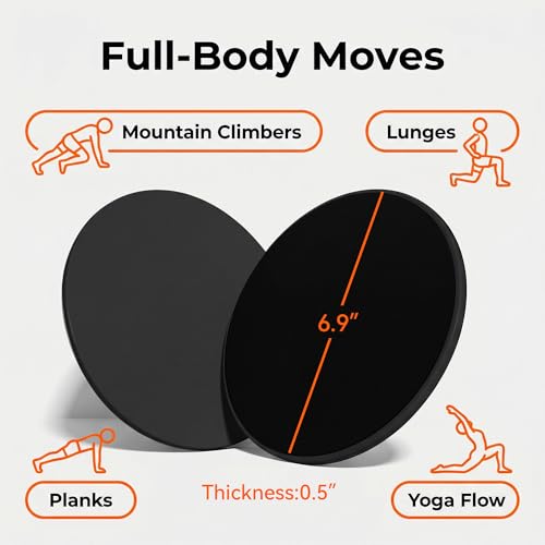 Dual Sided Exercise Sliders Core Workout Gliding Discs For Home Gym Pilates Yoga And Fitness Training 2 Pack - color: black