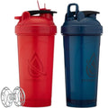 Hydra Cup ProFlow [2 Pack] 28 oz Shaker Bottles for Protein Shakes, Shaker Cups with Ball Blender Whisk, Shaker Bottle with Handle, Travel To Go, BPA Free (Red & Blue, 28oz) - color: Red & Blue