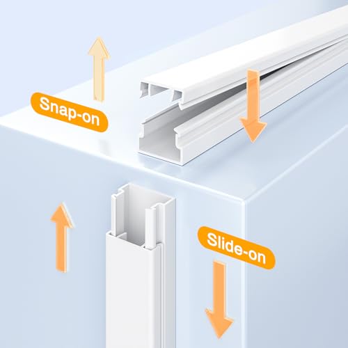 Delamu 56.7in Cord Hider, Cord Covers for Mini Wire on Wall, Paintable Cable Hider Wire Covers for Cords, Self-Adhesive Cable Cover Management, Easy Set-up Wires Hiders for TV, W0.55 H0.4in, White - color: White, size: 56.7in L x 0.55in W x 0.4in H