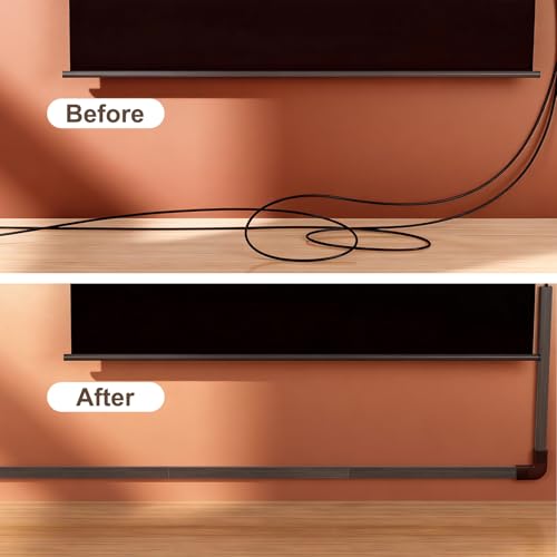 Yecaye Cord Hider, 113in Medium Cord Covers for Wires on Wall, Cord Organizer for 2-3 Wires, Easy Install Cable Management Kit, TV Cable Hider for Home Office, W0.95in H0.55in, Darkwood - color: Darkwood, size: 113in L x 0.95in W x 0.55in H