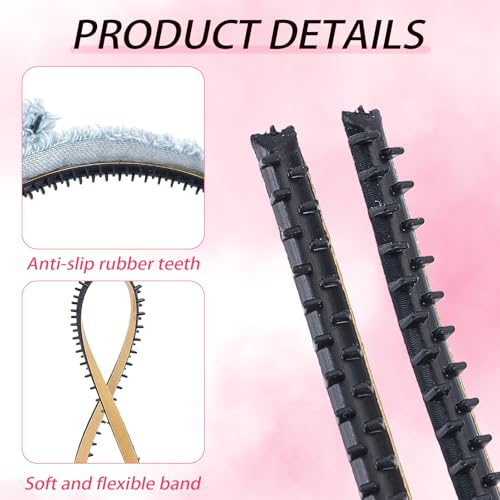 NICENEEDED 20 PCS Headband Teeth Strips for DIY, Black Anti Slip Self adhesive Hair Bands Teeth, Comb Silicone Grips Headbands Hair Accessories for Women