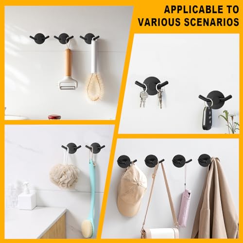 2 Pack Towel Hooks for Bathroom, Screw in Stainless Steel Wall Hooks for Hanging Coat Robe Keys(Matte Black) - color: Matte Black