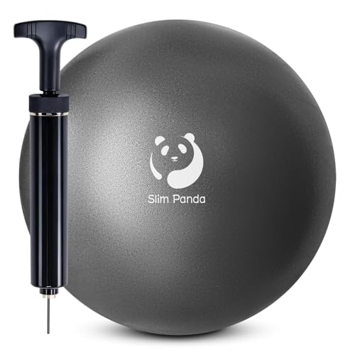 Slim Panda 9 Inch Pilates Ball - Anti-Burst Mini Yoga Ball with Needle Valve Pump - Small Exercise Core Ball for Barre, Stability & Physical Therapy - color: Black