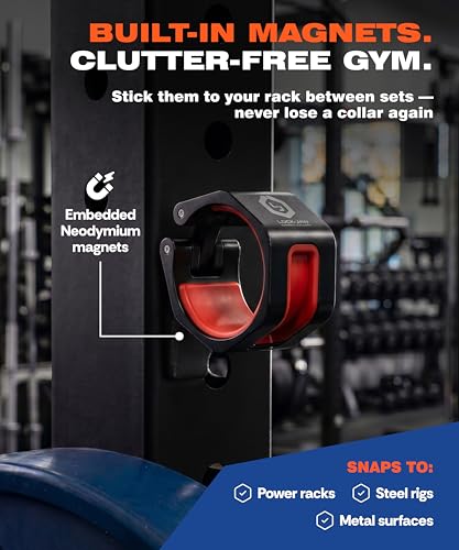 Lock-Jaw Metal Barbell Collars - Barbell Clamps - 1 Pair – Heavy Duty Bar Clamps for 2” & 50mm Olympic Bars – Secure Weight Bar Clamps for Strength Training & Home Gym Accessories - color: Black