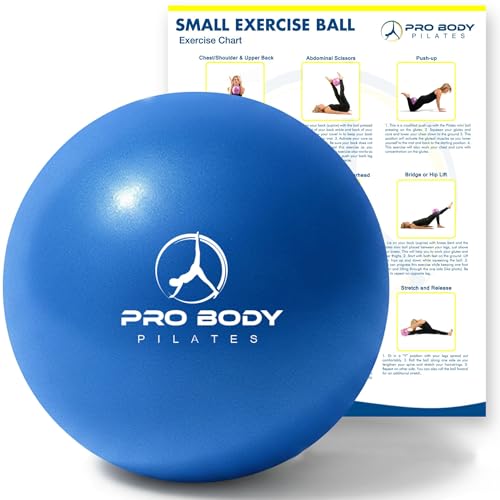 ProBody Pilates Small Exercise Ball - 9 Inch Workout Ball for Stability, Barre, Yoga, Core & Physical Therapy - color: Blue