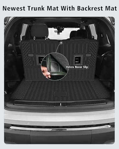 Floor Mats Custom for Jeep Grand Cherokee L 2021-2025 2026 Captain Chair(Only for 6-Seater w/o 2nd Row Armrest) TPE All Weather Cargo Liner with Backrest Mat & Door Sill Guards Accessories, Black - size: For Jeep Grand Cherokee L 6-Seater 2021-2025