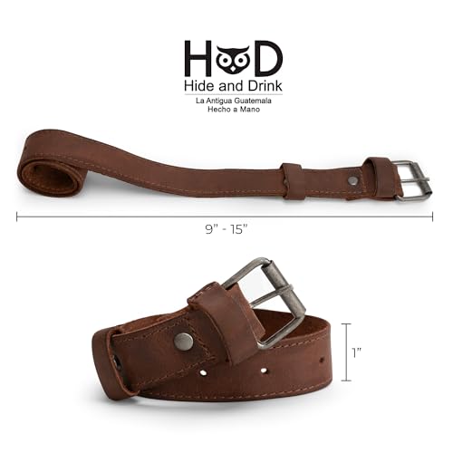 Hide & Drink, Set of 2 Rustic Bicycle Ankle Bands, Brass Metal Buckle, Adjustable Straps for Legs, Classic Vintage Gifts for Cyclists, Full Grain Leather, Handmade - color: Bourbon Brown