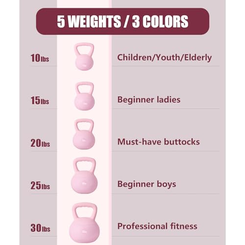 sogesfurniture Soft Kettlebells,Safe Strength Training Kettlebells,Iron Sand Filled Weights Strength Training Kettlebells,Fitness Soft Kettlebells for Women Men Children - color: 10LBS-Pink
