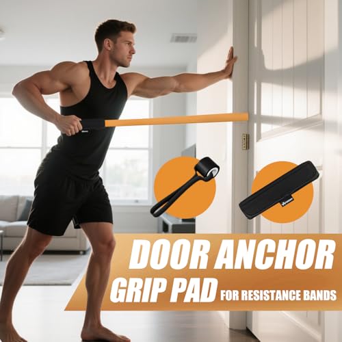 WHATAFIT Resistance Bands, Pull Up Assist Bands with Handles, Door Anchor | Natural Latex Rubber, Progressive Tension, Exercise Loop for Full-Body Fitness, Portable Gym Bag, Warm-Up & Stretch - color: 5-125LBS COFFEE+GRIP