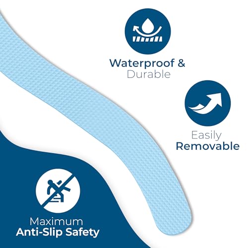 Anti-Slip Shower Stickers - Help Reduce Slipping in Bathtub & Shower, Blue Non-Slip Bath Strips, Strong Adhesive Bathtub Appliques Suitable for Homes with Kids, Adults & Seniors - 24 Pcs - Homergy - color: Dawn Blue