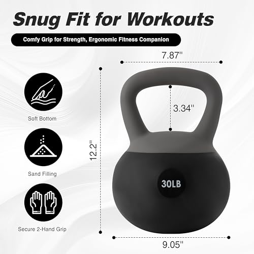 ALTLER Soft Kettlebell 10-50LBS Safe Strength Training Kettlebell Anti-Slip Grip Weight for Home Workouts and Men/Women/Beginners - size: 30LB